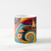 Retro Psychedelic Swirls Mushrooms Vintage Coffee  コーヒーマグカップ (中央)