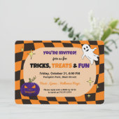 Retro Pumpkin Halloween Kids Party Invitation 招待状 (スタンド正面)