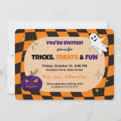 Retro Pumpkin Halloween Kids Party Invitation 招待状 (正面)