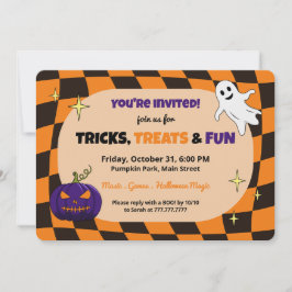 Retro Pumpkin Halloween Kids Party Invitation 招待状