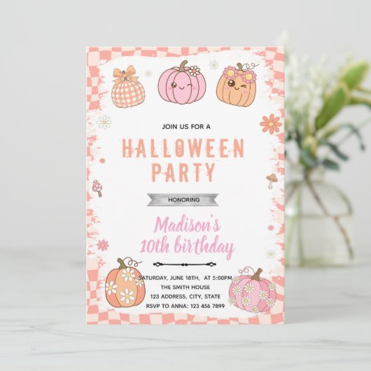 Retro pumpkin party invitation 招待状 (スタンド正面)
