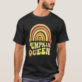 Retro PUMPKIN QUEEN Rainbow Carver Lady Fall Carvi Tシャツ (正面)