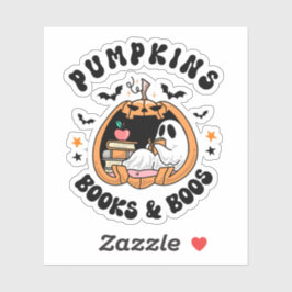 Retro Pumpkins Books & Boos Ghost Halloween シール