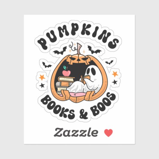 Retro Pumpkins Books & Boos Ghost Halloween シール (シート)
