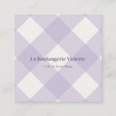 Retro Purple Bakery Gingham QR Code Photo スクエア名刺 (正面)