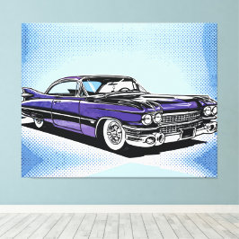 Retro Purple Classic Car Side Pop Art キャンバスプリント