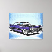 Retro Purple Classic Car Side Pop Art キャンバスプリント (正面)