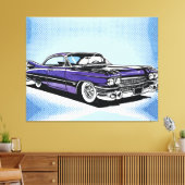 Retro Purple Classic Car Side Pop Art キャンバスプリント (インサイチュ (リビング))