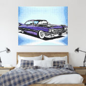 Retro Purple Classic Car Side Pop Art キャンバスプリント (インサイチュ (寝室))