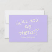 Retro Purple Colorful Pastel QR Code Wedding 出欠カード (裏面)