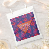 Retro Purple Floral Birthday フェイバーバッグ (クリップ留めされた状態)