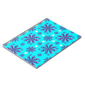 Retro Purple Flowers on Blue Background ノートブック (左側)