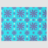 Retro Purple Flowers on Blue Background 薄葉紙 (正面)