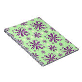 Retro Purple flowers on Green Background   ノートブック (右側)