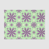 Retro Purple Flowers on Green Background 薄葉紙 (正面)
