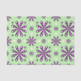 Retro Purple Flowers on Green Background 薄葉紙