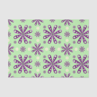 Retro Purple Flowers on Green Background 薄葉紙