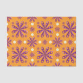 Retro Purple Flowers on Orange Background 薄葉紙 (正面)