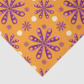 Retro Purple Flowers on Orange Background 薄葉紙 (詳細)