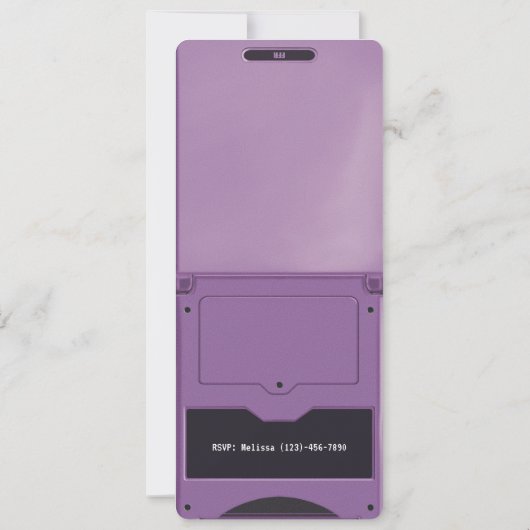 Retro Purple Handheld Gaming Birthday Invitation 招待状 (裏面)