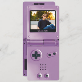 Retro Purple Handheld Gaming II Birthday 招待状