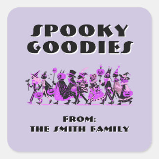 Retro Purple＆Purple Spooky Goodies Halloween スクエアシール