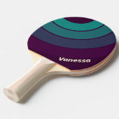Retro Purple Rainbow Circle Stripe with Name 卓球ラケット (正面アングル)