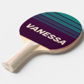 Retro Purple Rainbow Horizon Striping with Name 卓球ラケット (正面アングル)
