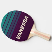 Retro Purple Rainbow Horizon Striping with Name 卓球ラケット (横)