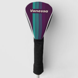 Retro Purple Rainbow Pin Striping with Name ゴルフヘッドカバー