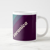 Retro Purple Rainbow Stripes with Name ジャンボコーヒーマグカップ (右)