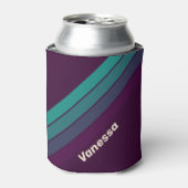 Retro Purple Rainbow Stripes with Name 缶クーラー (缶正面)