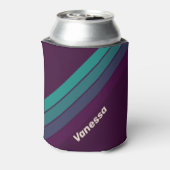 Retro Purple Rainbow Stripes with Name 缶クーラー (缶裏面)