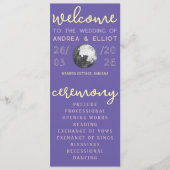 Retro Purple Spring Disco Wedding Ceremony Program プログラム (正面)