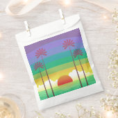 Retro Purple Sunset Palm Trees Art フェイバーバッグ (クリップ留めされた状態)