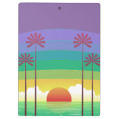 Retro Purple Sunset Palm Trees Art Personalised クリップボード (裏面)