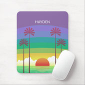 Retro Purple Sunset Palm Trees Art Personalised マウスパッド (マウス)