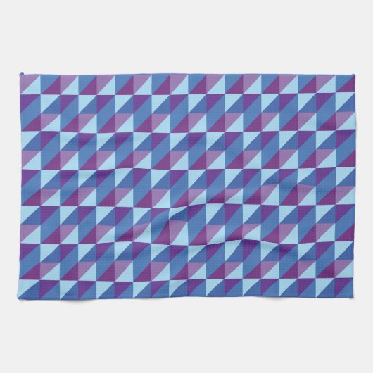 Retro Purple to Blue Geometric Abstract 90s vibe キッチンタオル (横)