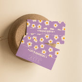Retro Purple White Groovy Floral Boho Trendy Fun 名刺