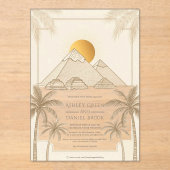 Retro Pyramids Of Giza Egypt Destination Wedding アクリル招待状 (正面)