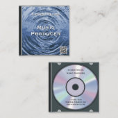 Retro QR Code Blue Music CD Case スクエア名刺 (正面/裏面)