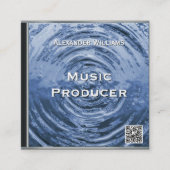 Retro QR Code Blue Music CD Case スクエア名刺 (正面)