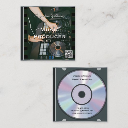 Retro QR Code Music CD Case スクエア名刺 (正面/裏面)