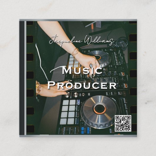 Retro QR Code Music CD Case スクエア名刺 (正面)