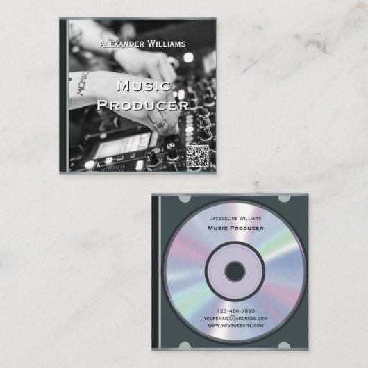 Retro QR Code Music CD Case II スクエア名刺 (正面/裏面)