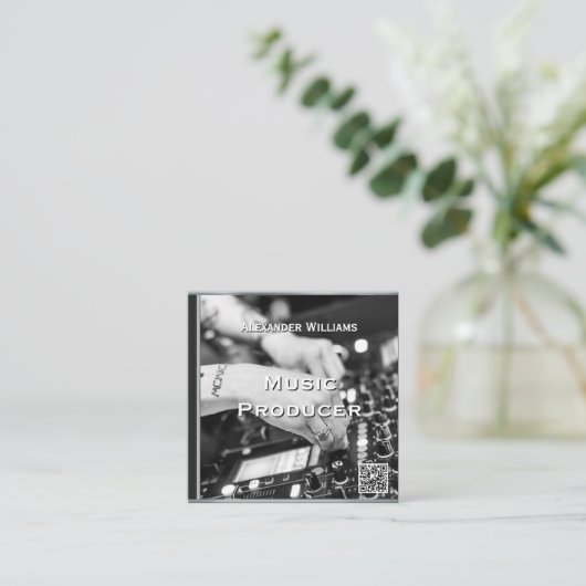Retro QR Code Music CD Case II スクエア名刺 (スタンド正面)