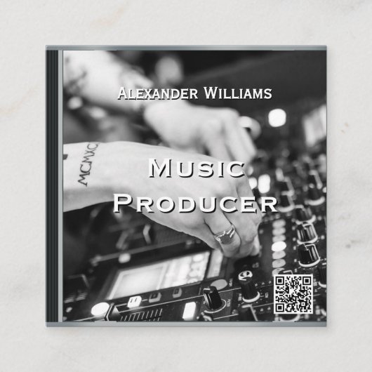 Retro QR Code Music CD Case II スクエア名刺 (正面)