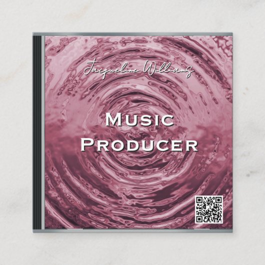 Retro QR Code Pink Music CD Case スクエア名刺 (正面)