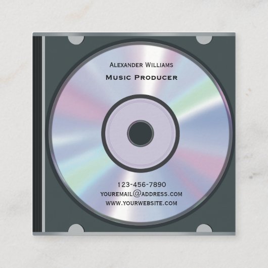 Retro QR Code Silver Music CD Case スクエア名刺 (裏面)