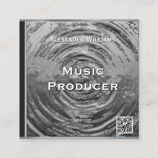 Retro QR Code Silver Music CD Case スクエア名刺 (正面)